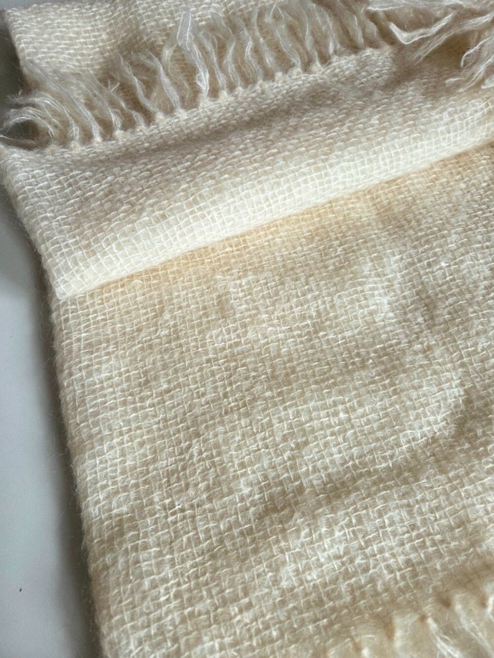 Mohair Beige Square Throw - Picture 3 of 5